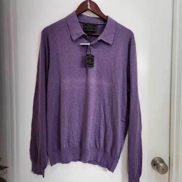 JoS. A.Bank RESERVE LONG SLEEVE 10% SILK 90% COTTON MEN'S SWEATER  L - Picture 4 of 11